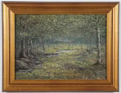 Impressionist Summer Wooded Landscape by Frank W. Loven, Oil on board, sold Jul 2022