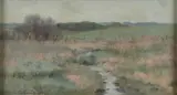 Charles Atherton Cumming, Misty Morning Spring Landscape -, Oil on canvas