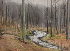 Early Spring Landscape by Frank W. Loven, Oil on board, sold Jul 2022