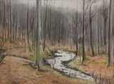 Frank W. Loven, Early Spring Landscape, Oil on board