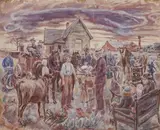Walter Paul Robinson, The End of the Auction -, Watercolor and gouache on paper