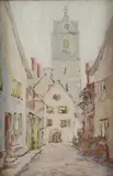 Clara Emma Langenbach, A Bit of the Old World (Street in Endingen, Baden, Germany - Seen in 1909), Gouache on board