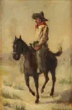 Frederic Remington, Cowboy on Horse, Oil on canvas laid on panel