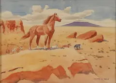Leonard Reedy, King of the Herd, Watercolor