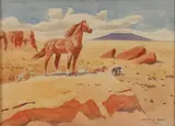Leonard Reedy, King of the Herd, Watercolor