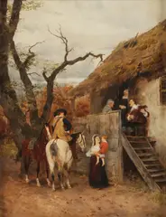 The Visitors by Heinrich Breling, Oil on wood panel, sold Jul 2022
