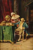 Arnaldo Casella Tamburini Sr., Tea Time -, Oil on wood panel