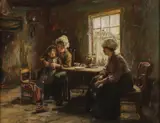 Interior Scene with Mother and Child by Cornelius Christian Zwaan, Oil on canvas, sold Jul 2022