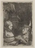 Man Drawing from a Cast by Rembrandt Harmensz van Rijn, Etching on woven paper, sold Jul 2022