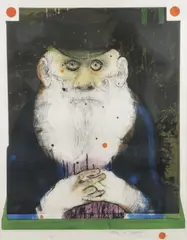 Tolstoy by Mauricio Lasansky, Color aquatint etching, sold Jul 2022