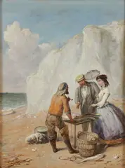 Myles Birket Foster, The Brighton Fisherman-, Oil on academy board