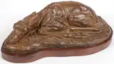 Joseph L. Boulton, Sleeping Fawn, Bronze with brown patina