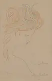Jean Cocteau, Tête en profil, Color Lithograph