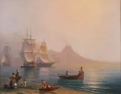 Naples Bay at Dawn by Ivan Konstantinovich Aivazovsky, Oil on canvas, sold Dec 2021
