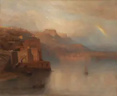 Samuel Colman, Italian Harbor Scene -, Oil on canvas