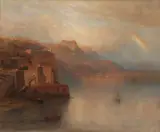 Samuel Colman, Italian Harbor Scene -, Oil on canvas
