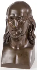 Bust of Ben Franklin by Jules Moigniez, Bronze with brown patina, sold Dec 2021