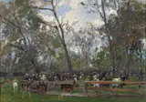 Rudolf Schramm-Zittau, Sunday in the Royal Deer Park in Munich, Oil on canvas