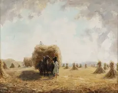 Otto von Pippel, Hayfield Harvest, Oil on canvas