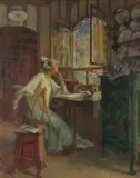 Henri Gaston Darien, A Breton Beauty Daydreaming, Oil on canvas