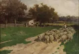 Charles T. Phelan, A Shepherd with his Sheep -, Oil on canvas