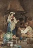 Gian Carlo Polidori, Winding Yarn, Watercolor on paper