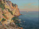 Adolphe Louis Gaussen, Cliffs of Saint Cyr - French Riviera, Oil on canvas