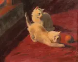 Arthur Heyer, Playful Kittens, Oil on canvas