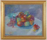 William Malherbe, Impressionist Still Life with Fruit -, Oil on board