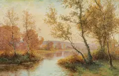 Albert Rigolot, Spring Landscape Near Stream, Oil on canvas