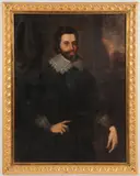 Dutch School, Gentleman with Lace Collar Resting Hand on Sword