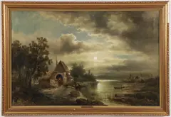 Josef Thoma, Nocturnal Fisherman's Hut, Oil on canvas