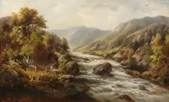 Raimund Volanek, Alpine Stream, Oil on canvas