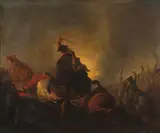 Cavalry Battle Scene by Continental School, Oil on canvas, sold Dec 2021