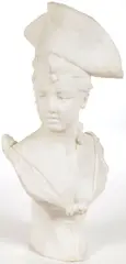 A Young Beauty with Tricorne Hat by Georges Van der Straeten, Carved white marble, sold Dec 2021