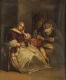 The Story of Love and Romance by Continental School, Oil on canvas, sold Dec 2021