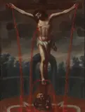 Spanish Colonial School, The Crucifixion, Oil on canvas