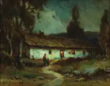 Alexis Matthew Podchernikoff, Nocturnal Cottage Scene with Figures