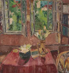 Mandia Ullea, Interior with Still Life, Oil on board