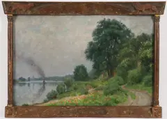 Gabriel Charles Deneux, Impressionist Summer Landscape, Oil on board