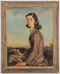 Igor Pantuhoff, Portrait of a Well-Dressed Young Woman in Riding Clothes, Oil on canvas