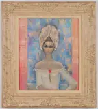 Igor Pantuhoff, Portrait of a Beautiful Woman with Headdress, Oil on canvas