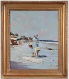 Lugano Candi, Picnic on the Beach, Oil on canvas
