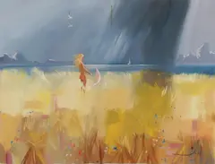 Igor Pantuhoff, Expansive Landscape with Nude Figure, Oil on canvas