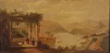 Italian School, Figures in Portico Overlooking the Bay of Naples-