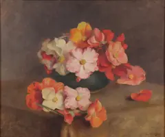 Simone Gaudin, Floral Still Life with Petunias, Oil on canvas