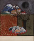 Sergio Agostini, Landscape with Pigs -, Oil on canvas