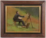Albert Handell, Artist at Work, Oil on canvas board