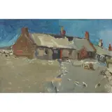Joan Eardley, FOOTSTEPS IN THE SNOW, THE ROW, CATTERLINE, oil on canvas