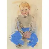 Joan Eardley, BOY WITH BLUE TROUSERS, Pastel